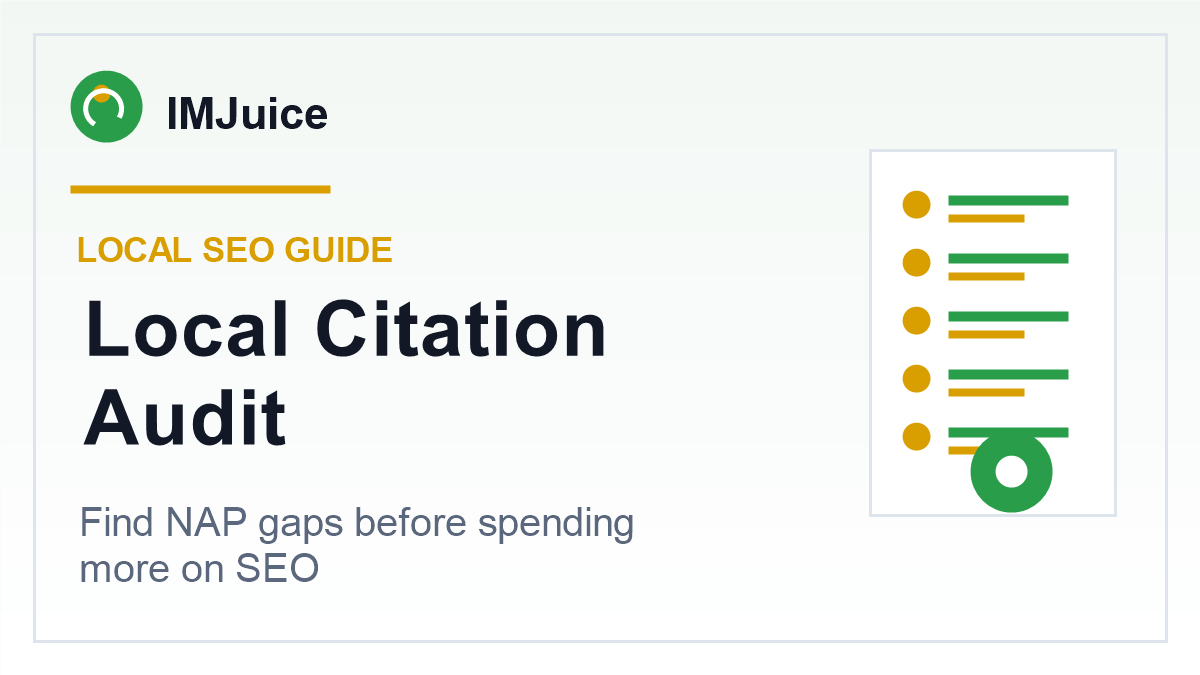 IMJuice local citation audit workflow for local SEO